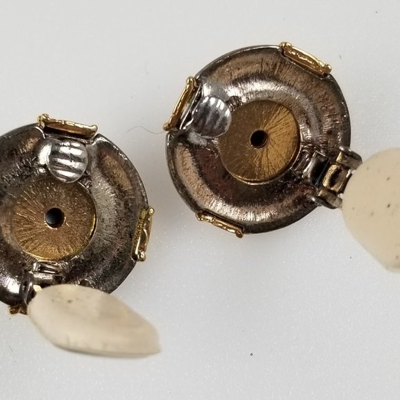 Retro Mixed Metal - Black Accent Clip On Earrings - Picture 6 of 6